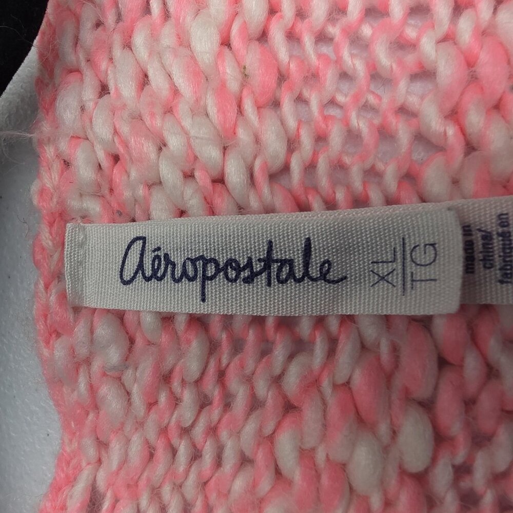 Aeropostale Sweater Womens Large Pink Wool Blend Cable Knit Chunky Pullover - Picture 5 of 10